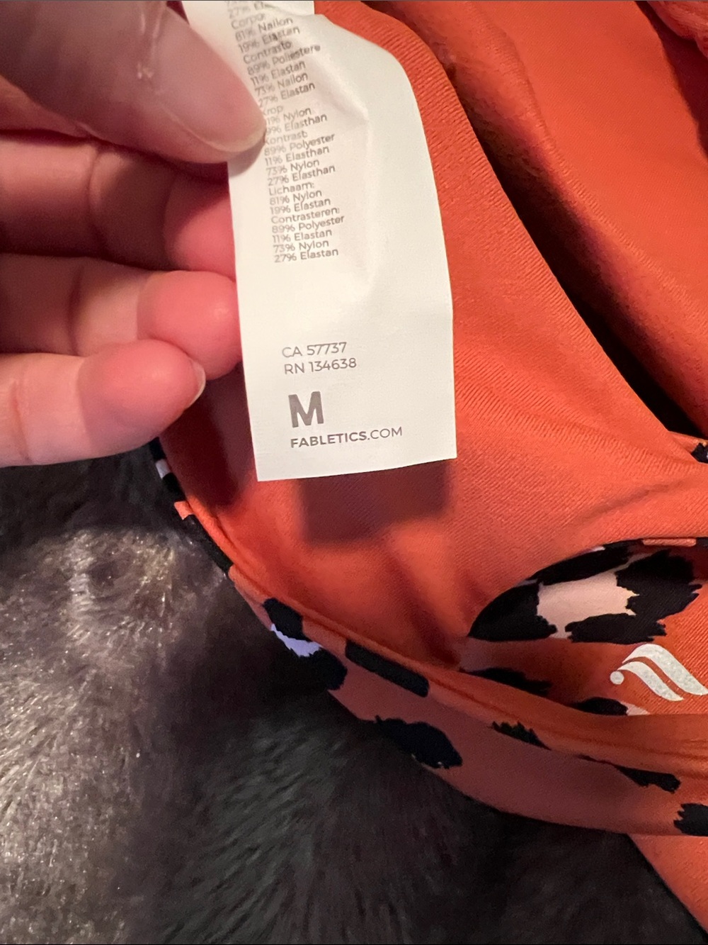 Fabletics Orange Leopard No-Bounce Sports Bra, size Medium - Picture 4 of 4